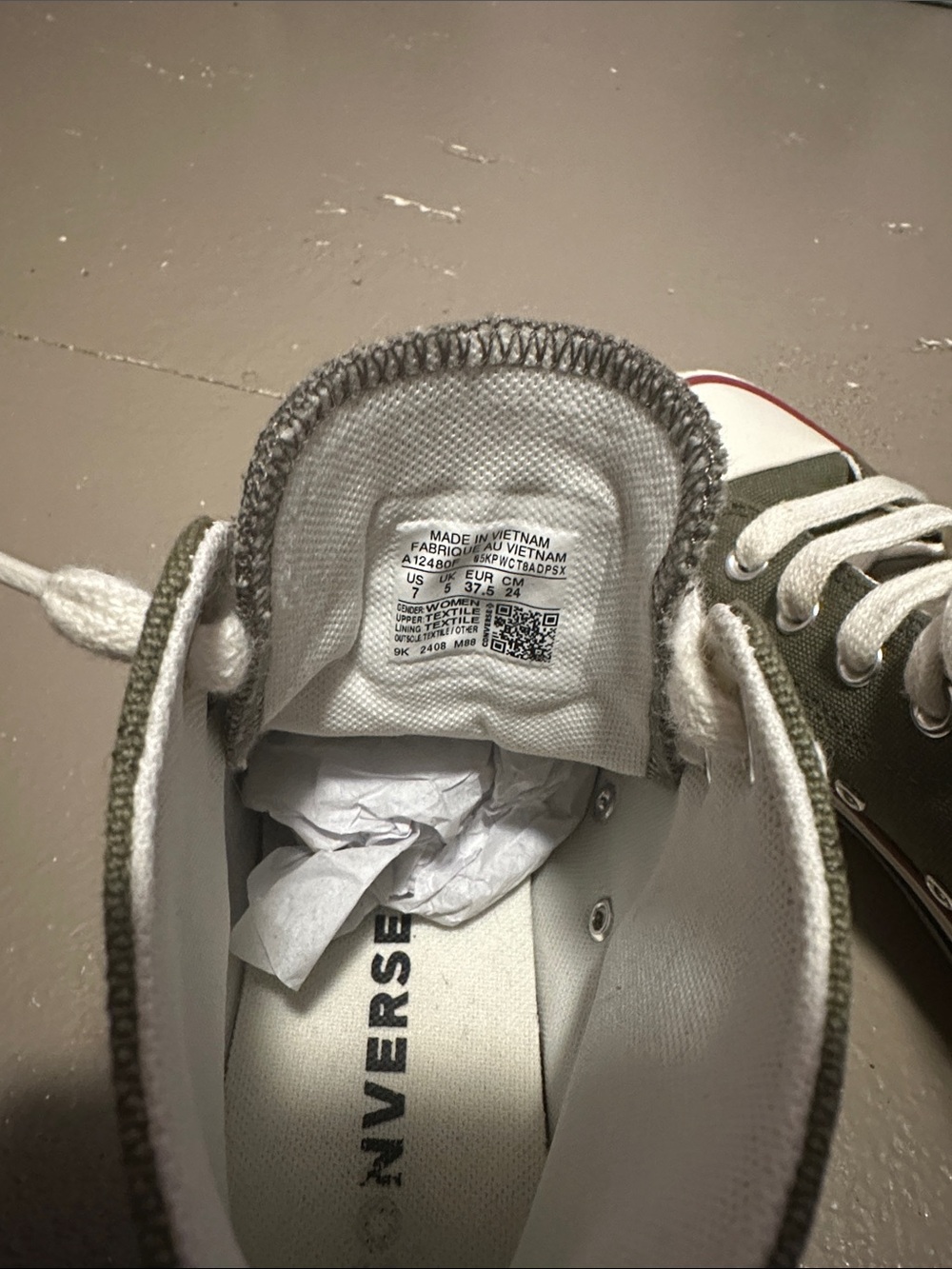 Converse Olive Green High-Top Sneakers with White Laces - Picture 4 of 5
